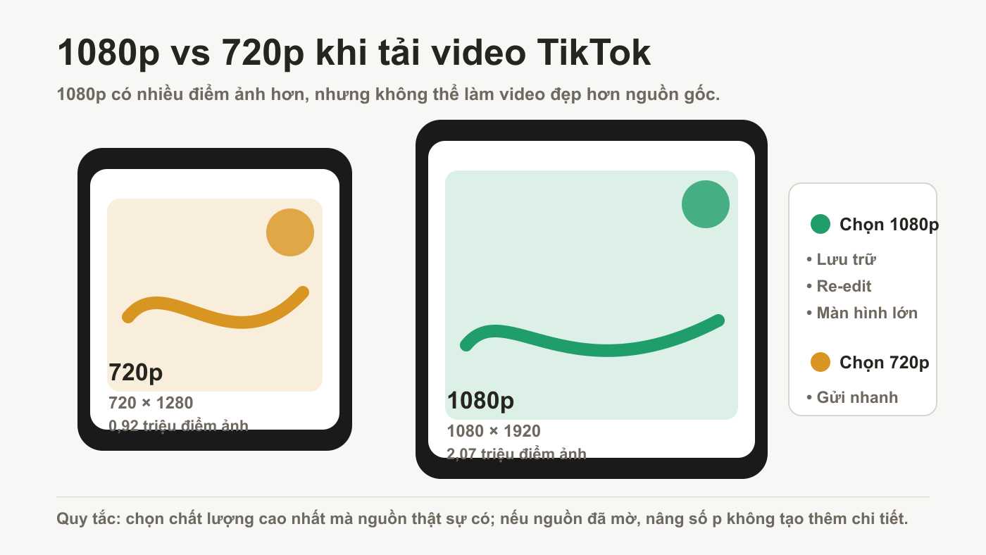 1080p vs 720p TikTok: nên chọn chất lượng nào khi tải video?